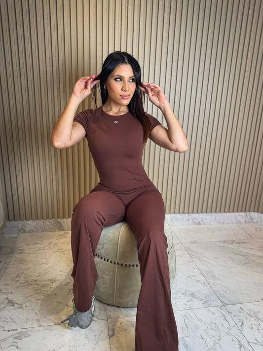 Mocha Sleek Flare Jumpsuit